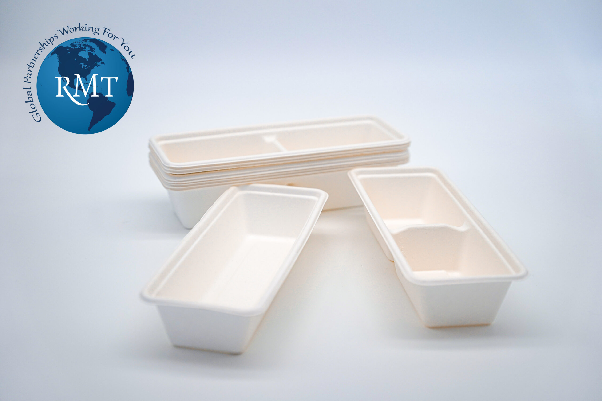 Clean white bagasse dishware and sustainable serviceware for eco-friendly travel dining.
