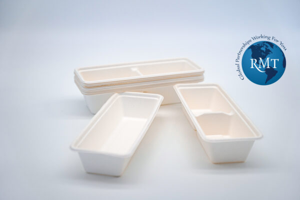 Clean white bagasse dishware and sustainable serviceware for eco-friendly travel dining.